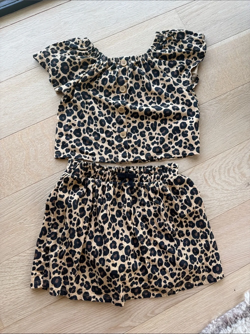 7/8 Rachel Zoe Leopard Print Kids Bottoms Two-Piece Set - Tan/Black🐆🖤🤎